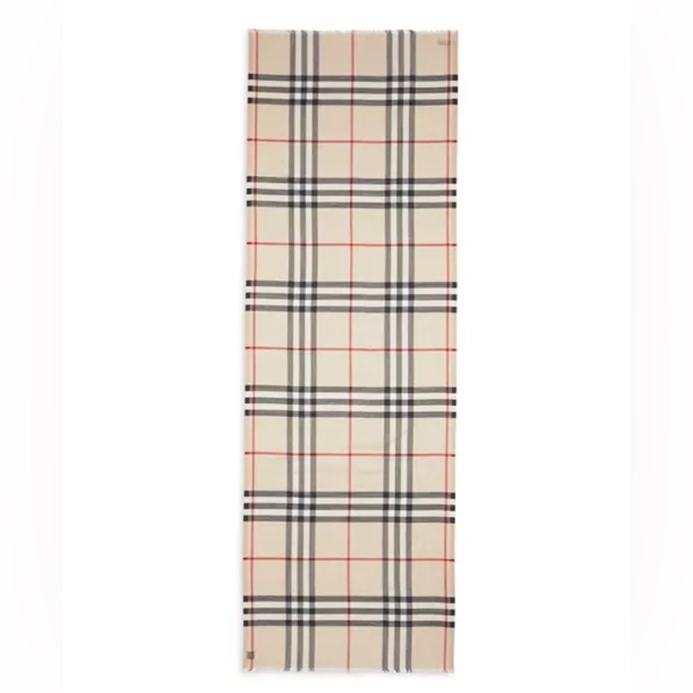BURBERRY London Large Cashmere & Silk Heritage Check Scarf - Picture 2 of 12